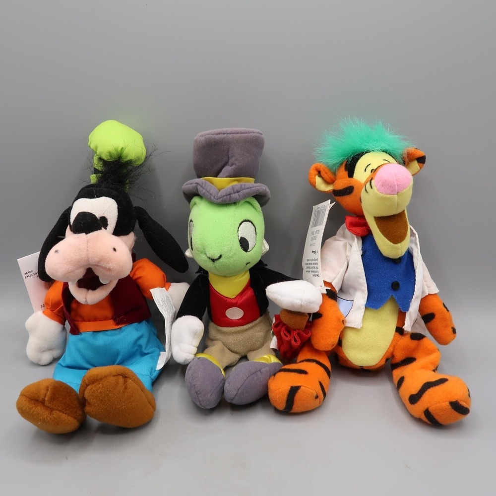 Disney Store Disney Doctor Tigger Goofy Jiminy Cricket Mini Bean Bag Plush lot